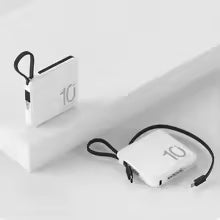 10000mAh Portable Power Bank Built-in Type-C Cable Fast Charging External Auxiliary Battery for iPhone Samsung Xiaomi