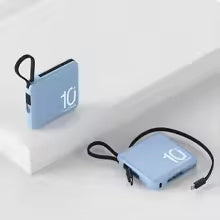 10000mAh Portable Power Bank Built-in Type-C Cable Fast Charging External Auxiliary Battery for iPhone Samsung Xiaomi