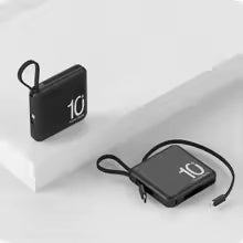 10000mAh Portable Power Bank Built-in Type-C Cable Fast Charging External Auxiliary Battery for iPhone Samsung Xiaomi