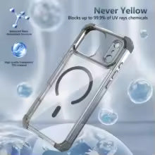 Luxury Shockproof Bumper Armor Case for iPhone 17 Air 16 15 14 Plus 13 12 11 Pro Max For Magsafe Manetic Clear Air-Bag Cover