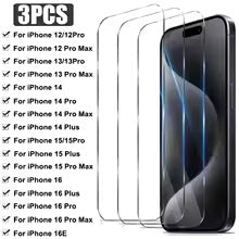 3Pcs HD Tempered Glass for iPhone 15 16 Max Plus 16E Screen Protector for iPhone 14 13 12 Pro Max 13Mini 12Mini Protective Glass